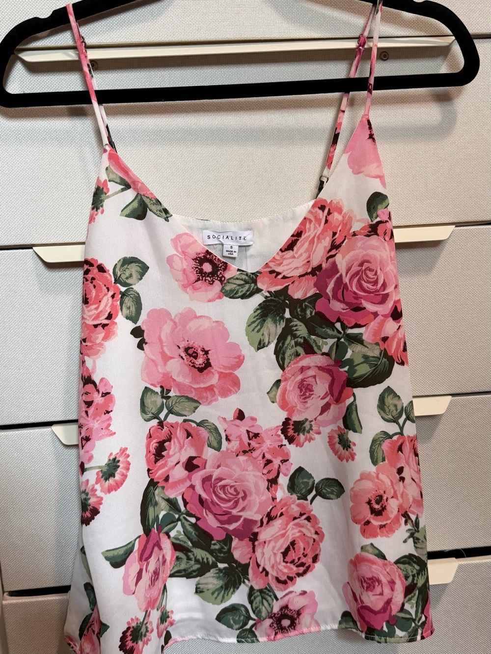 Socialite Pink Floral Satin Cami Top size small